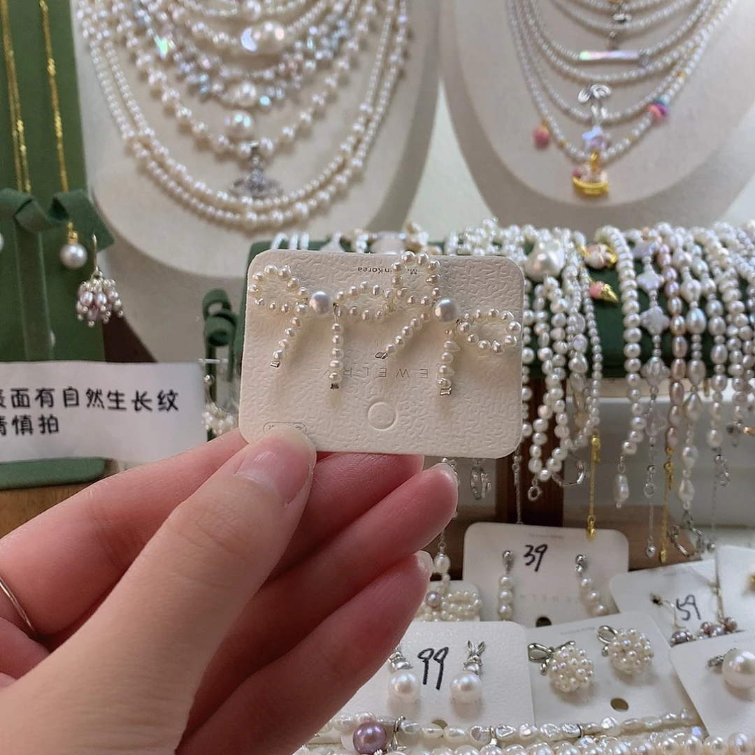 淡水珍珠耳饰银S925镶嵌