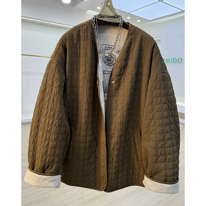 【运补5】韩系肌理感秋冬女款宽松轻薄夹棉外套小棉袄