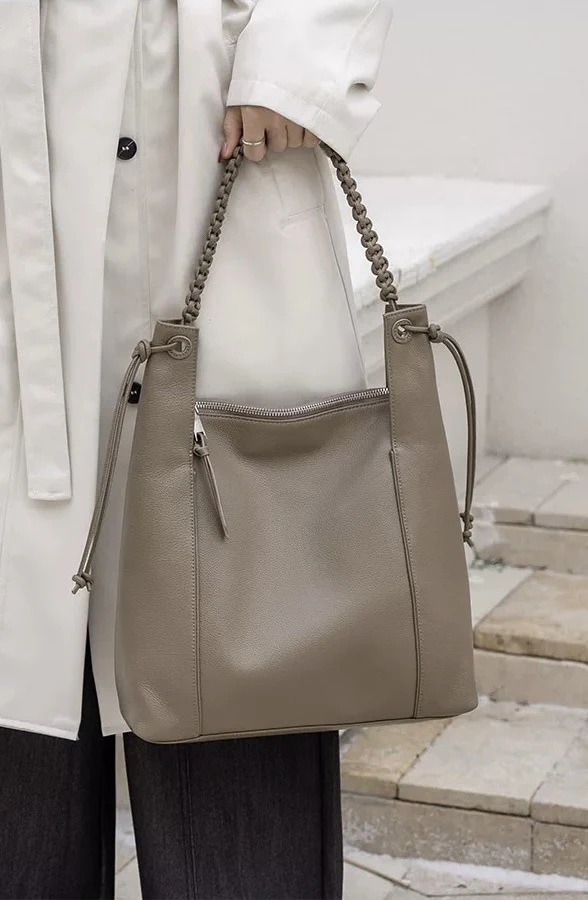 小龙皮革通勤【头层牛皮女包】女包休闲大容量托特包单肩包手提包