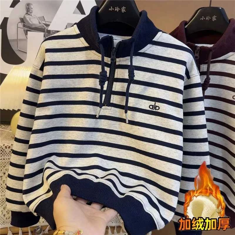 【加绒/不加绒】男童卫衣春秋款条纹卫衣女童中大童炸街上衣打底衫