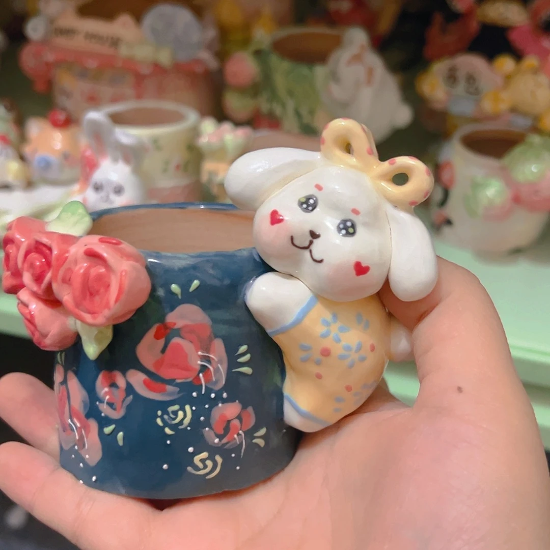 福福老梧家纯手工手绘多肉花盆