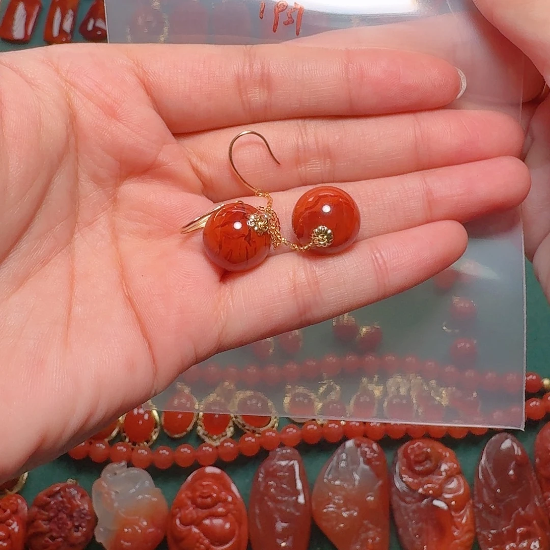 南红玛瑙18K金镶嵌13+