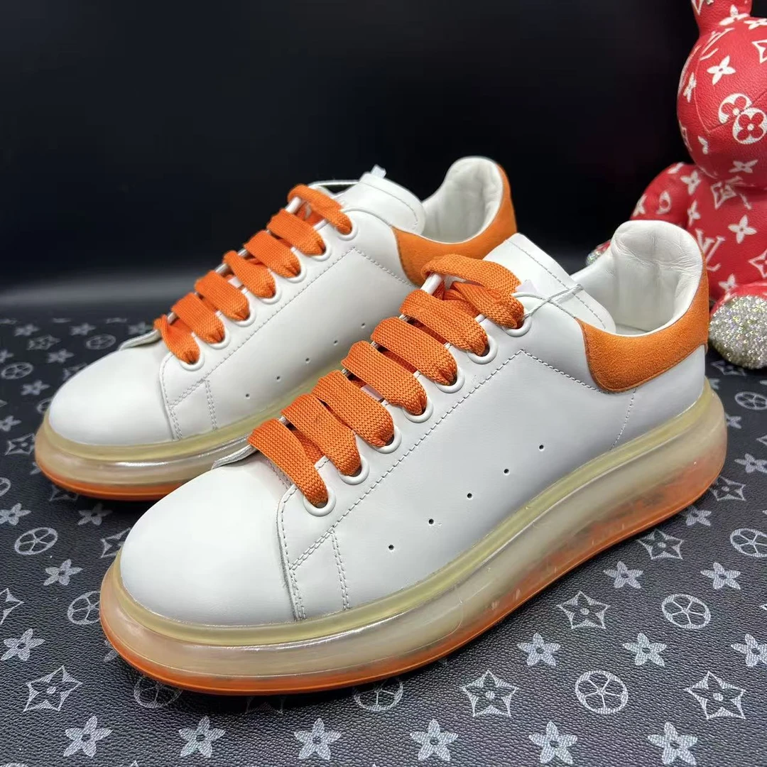 95新 Alexander McQueen/亚历山大·麦昆 白橙厚底板鞋42 ddm3517