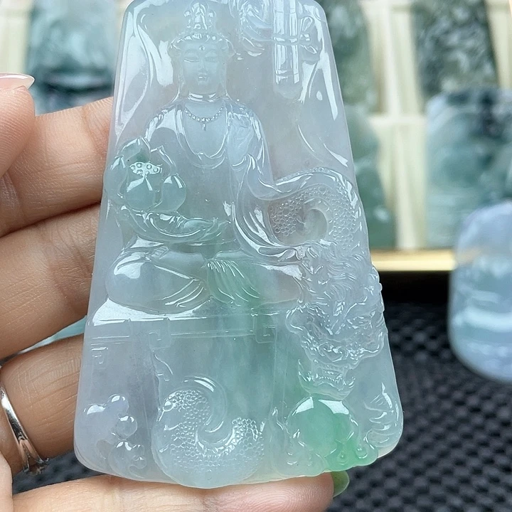 颈饰未镶嵌翡翠天然缅甸翡翠A货玉龙观音