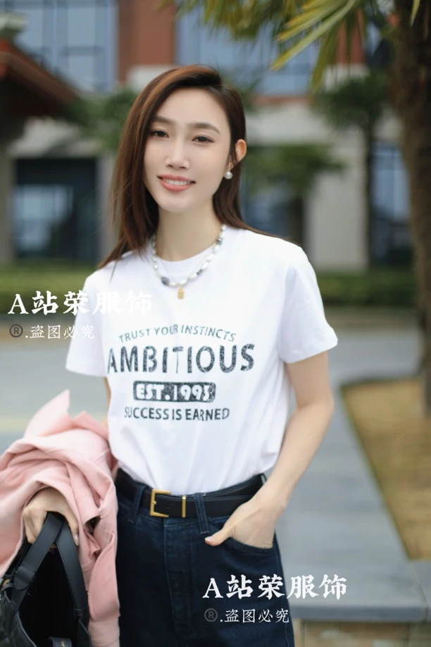 【荣姐精选】AＭB印花字母短袖
