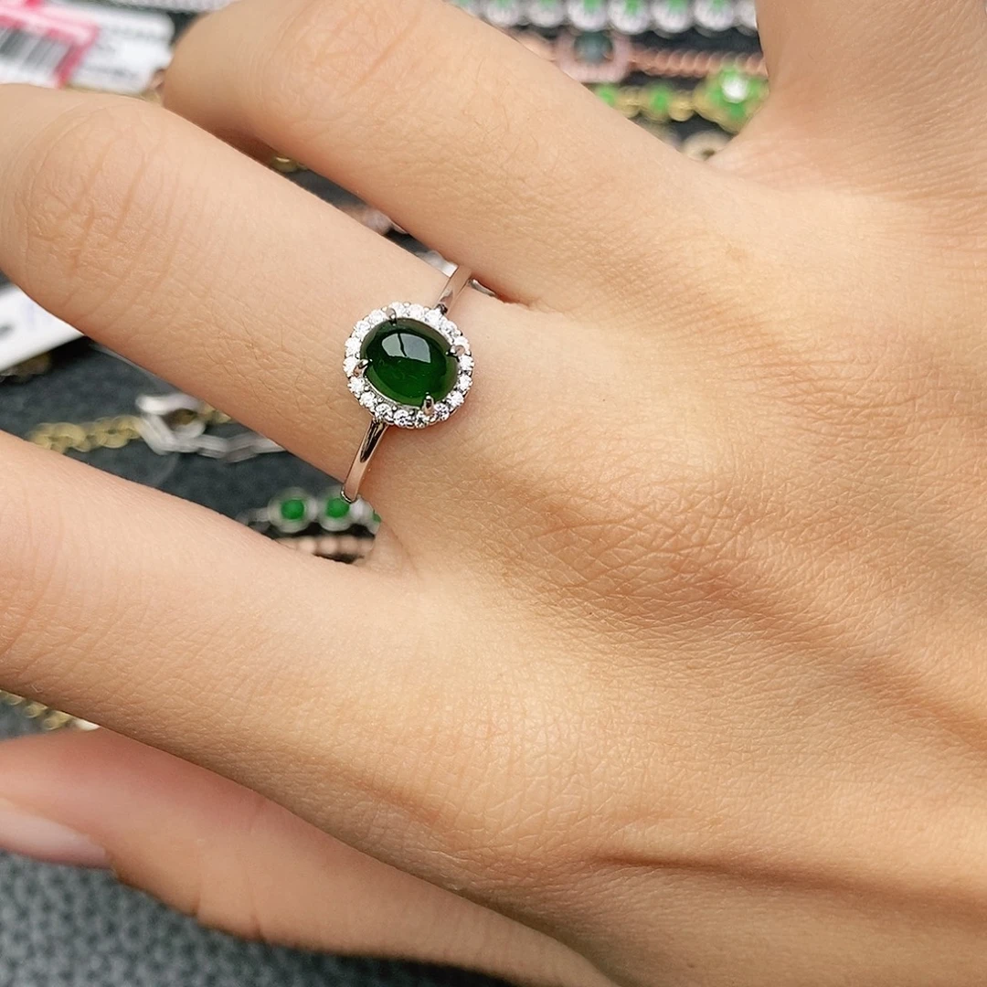 翡翠银S925镶嵌戒指