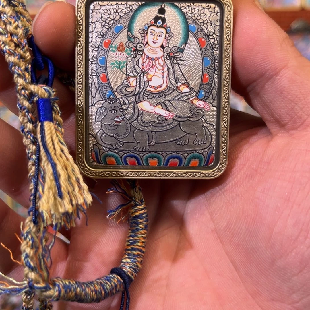 吊坠小****常热贡纯手绘唐卡 普贤菩萨