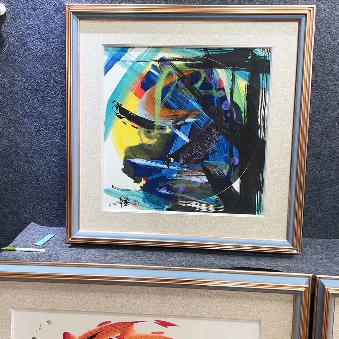 国画知鱼知乐纯手绘