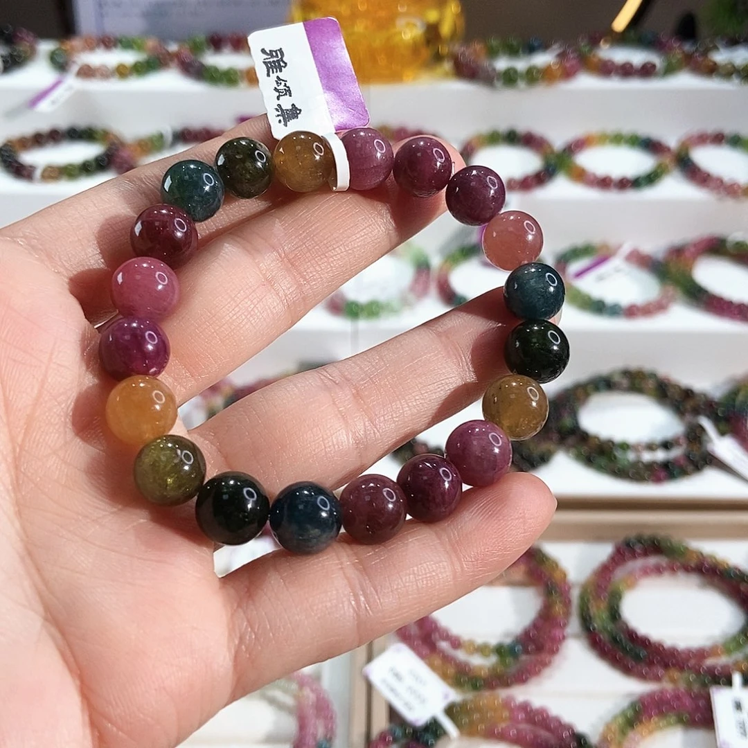 碧玺未镶嵌手链G2413素圈颜色微差