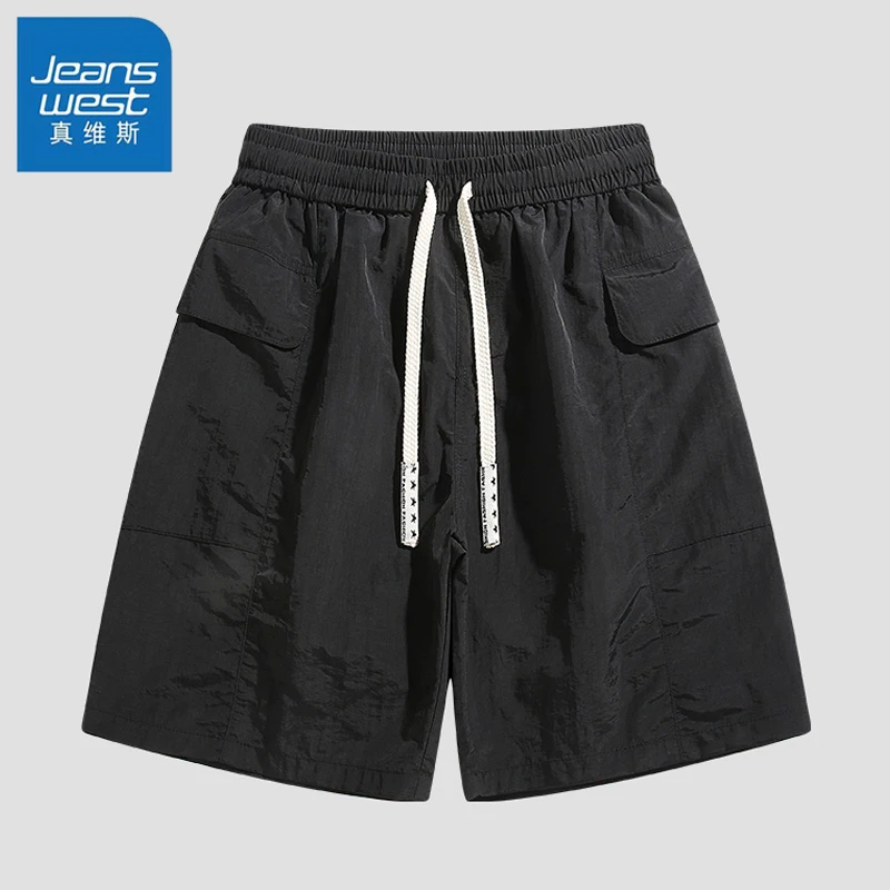 真维斯男士夏季潮流休闲裤运动时尚直筒裤宽松简约百搭短裤工装裤
