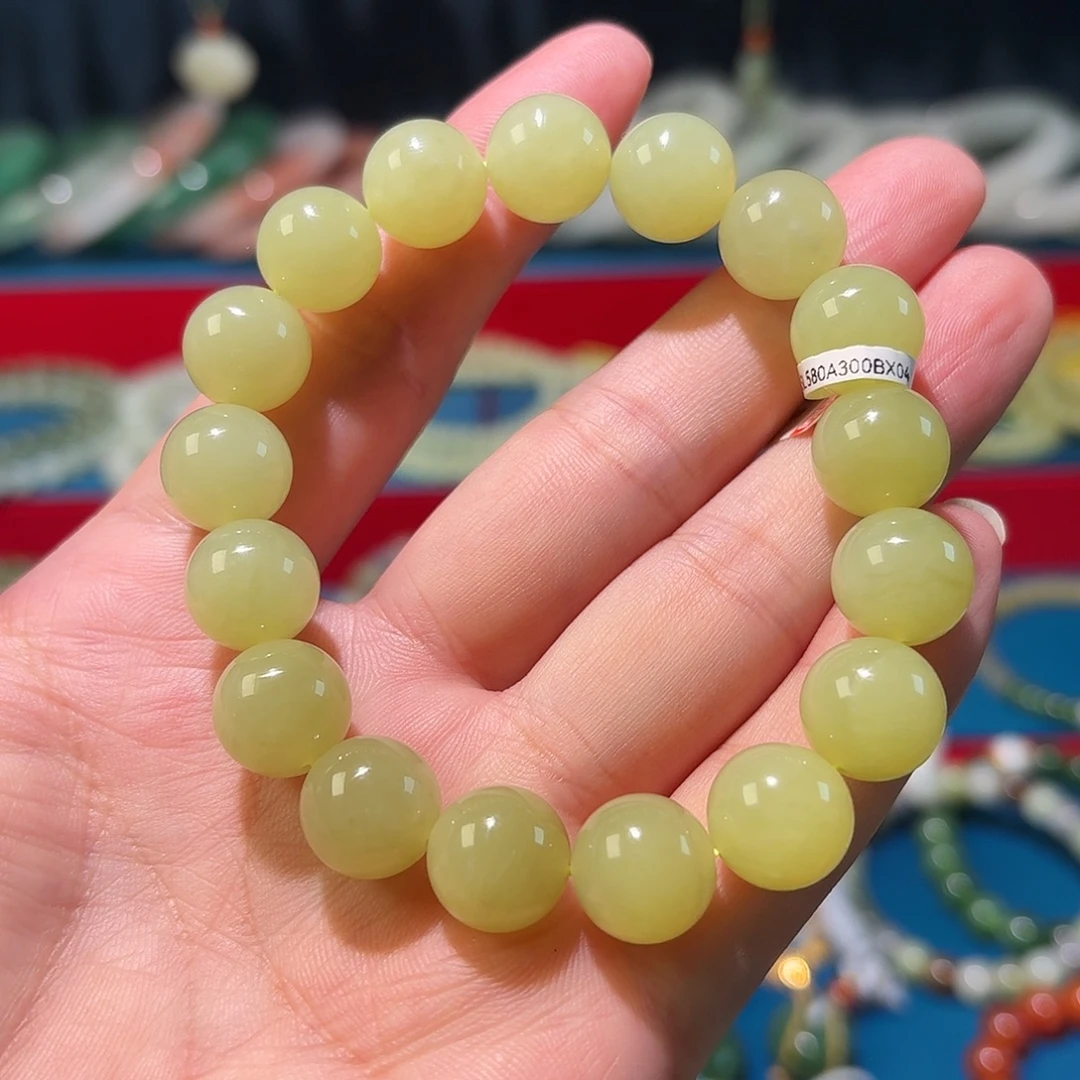 和田玉未镶嵌手串和田玉黄口手串12mm