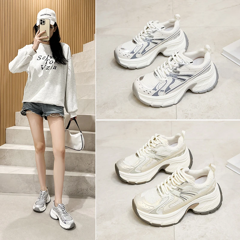 内增高厚底复古老爹鞋女2025春季新款运动鞋休闲鞋德训鞋阿甘鞋