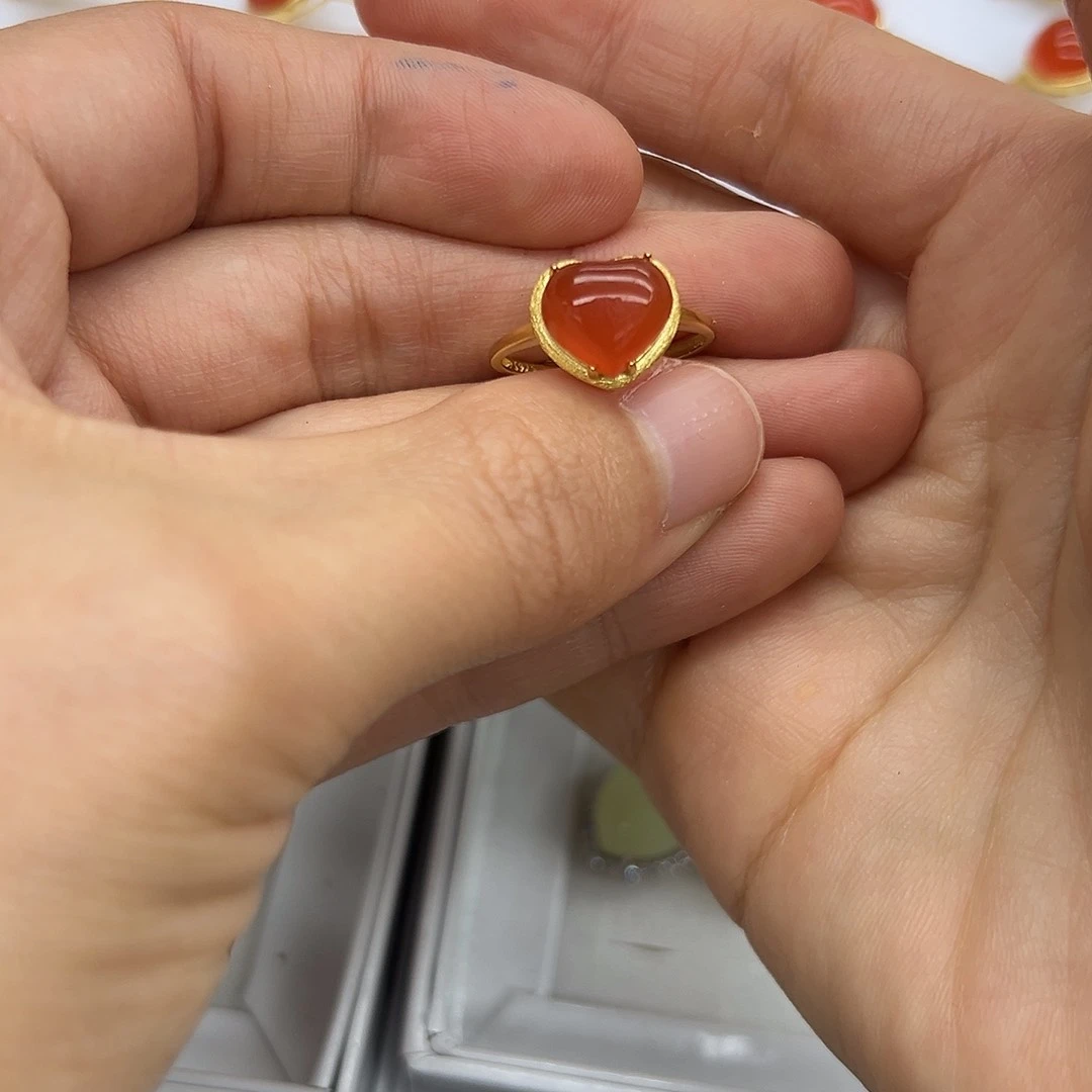 银S925镶嵌南红玛瑙戒指若***见