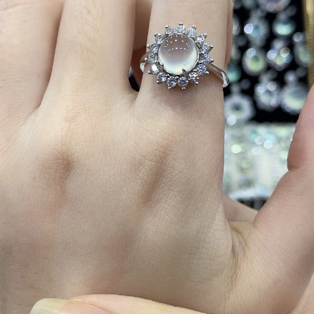 蛇纹石玉银S925镶嵌戒指