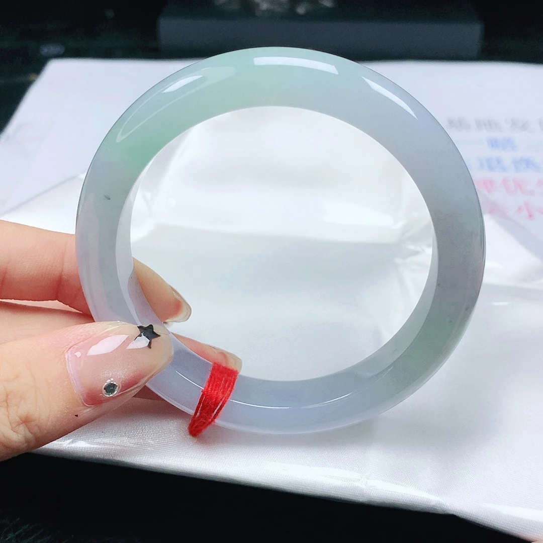 翡翠手镯未镶嵌翡翠58.0冰胶润春彩正圈