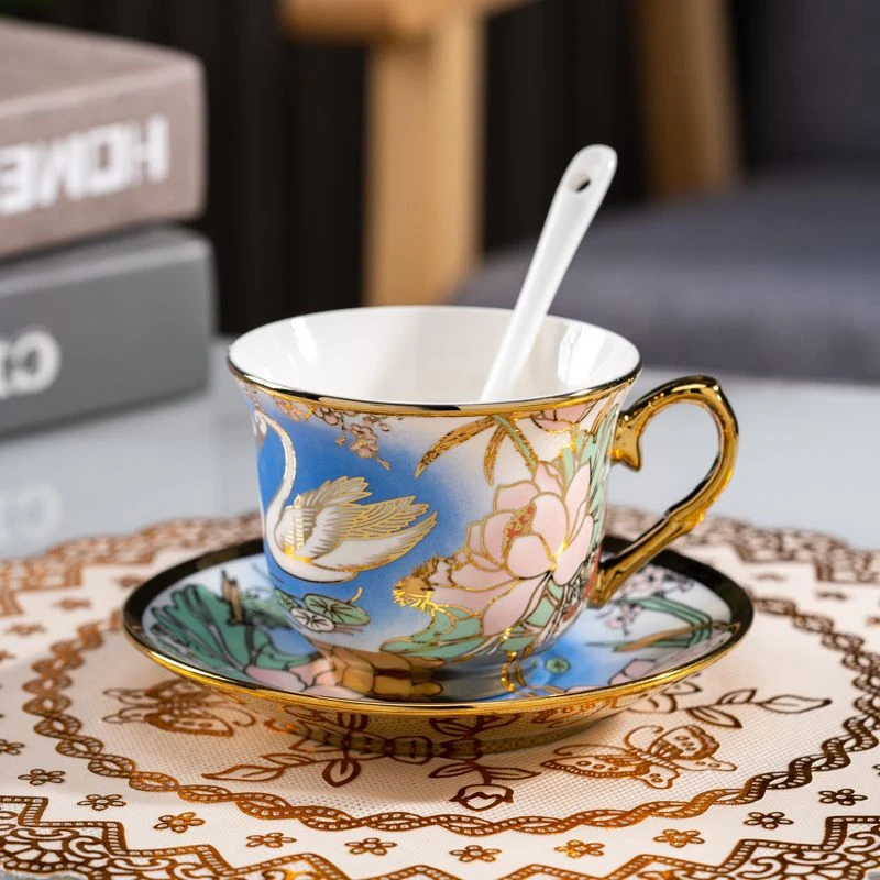 欧式陶瓷咖啡杯碟套装创意家用高档金边茶具客厅水杯马克杯花茶杯