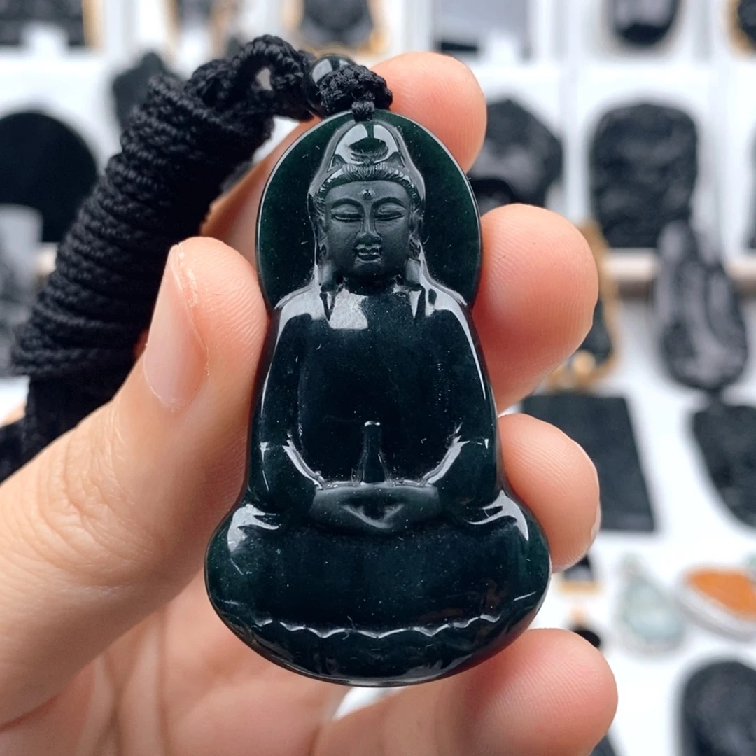 颈饰未镶嵌翡翠素衣观音