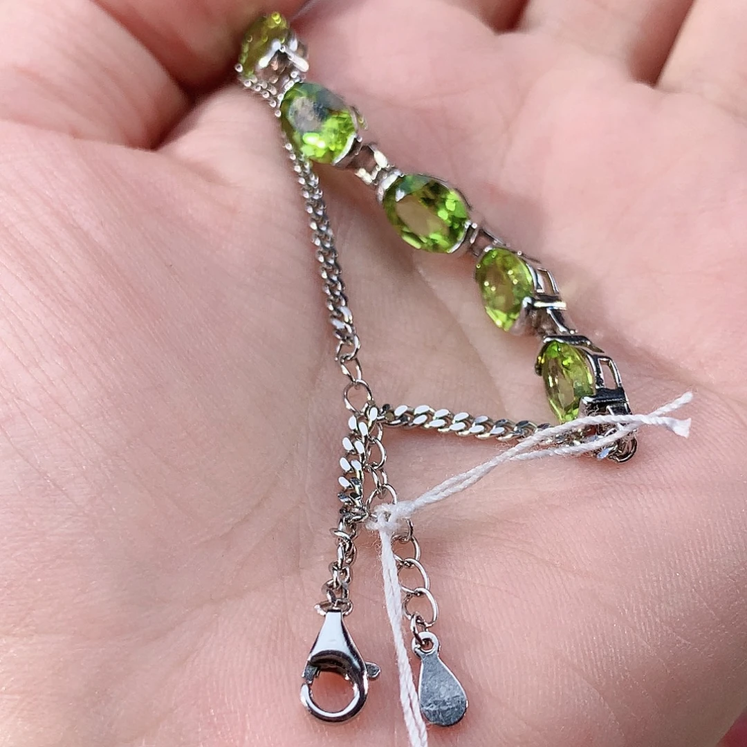 手链橄榄石银S925镶嵌