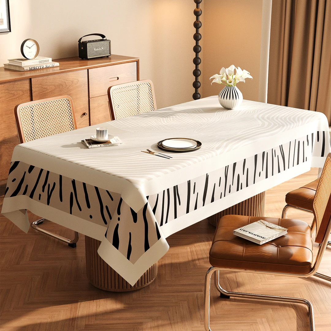 美式大气轻奢高级感桌布防水防污免洗防烫餐桌垫家用长方形茶几布