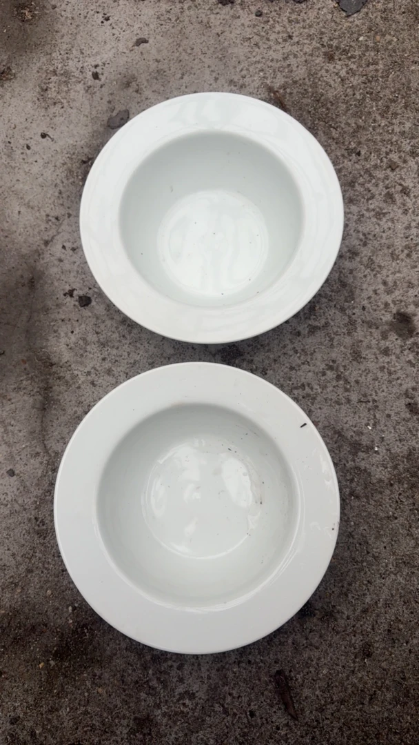 景德镇高温陶瓷老胎草帽面碗2只