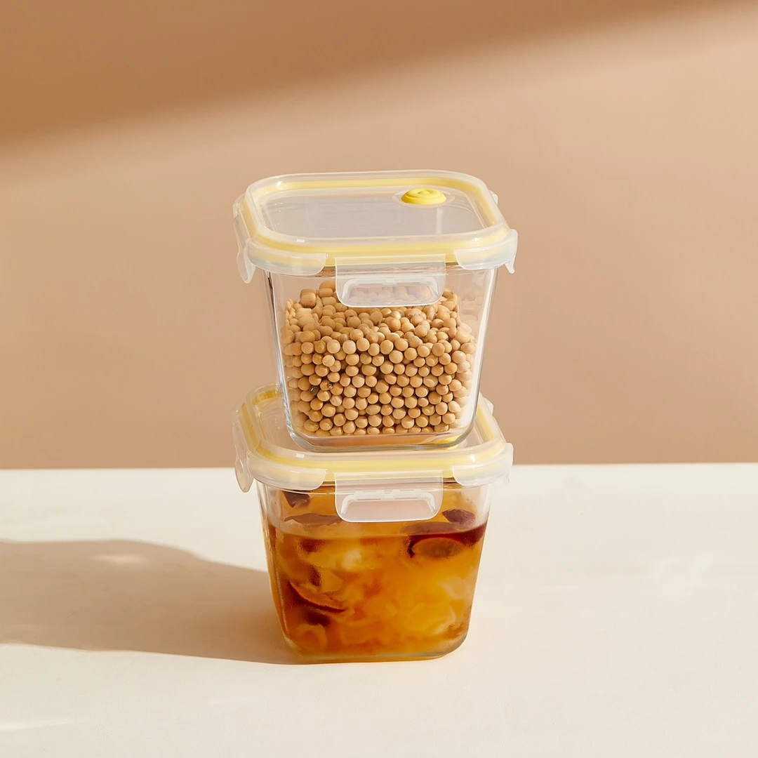 【希乐扣】保鲜盒猪油罐中正两件套高硼硅玻璃可冰箱烤箱微波炉可用