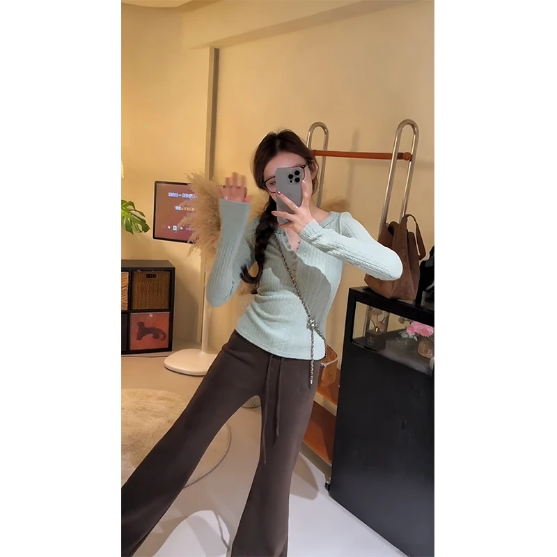 毛衣针织修身秋冬长款毛针织衫修身型秋冬季圆领显瘦