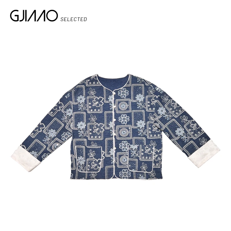 61302 刺绣花朵国风外套(不加棉）