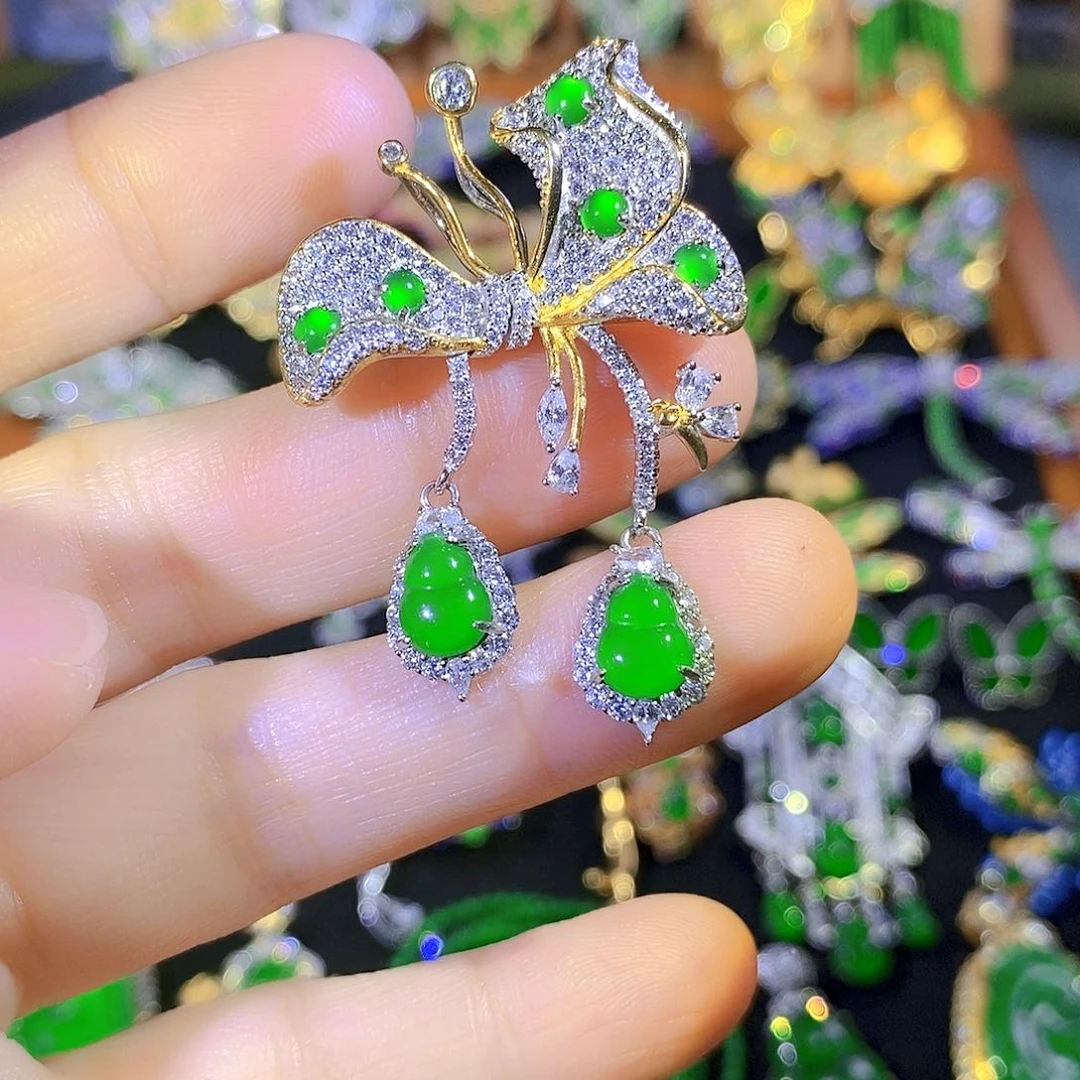 吊坠(不含链)银S925镶嵌翡翠