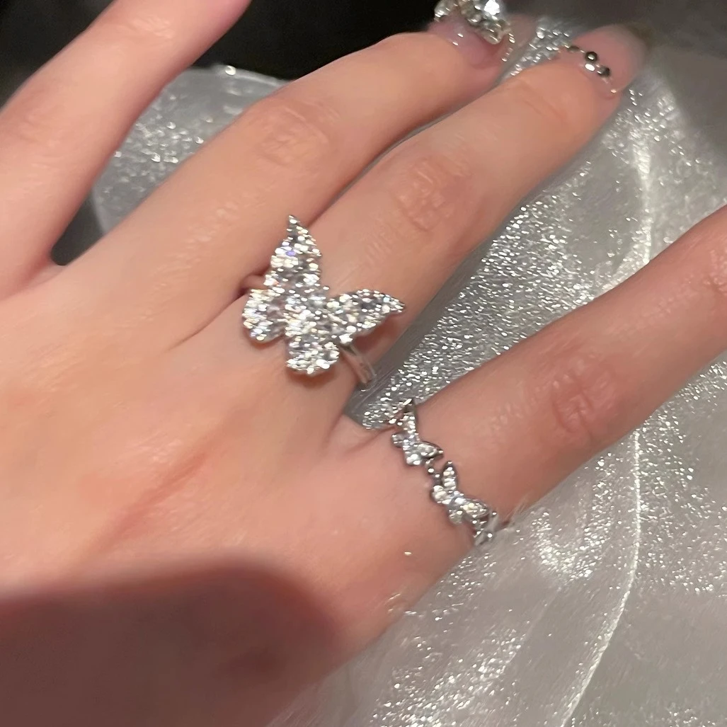 合金锆石戒指 「蝴蝶舞」小众蝴蝶戒指清冷感手饰精致设计感