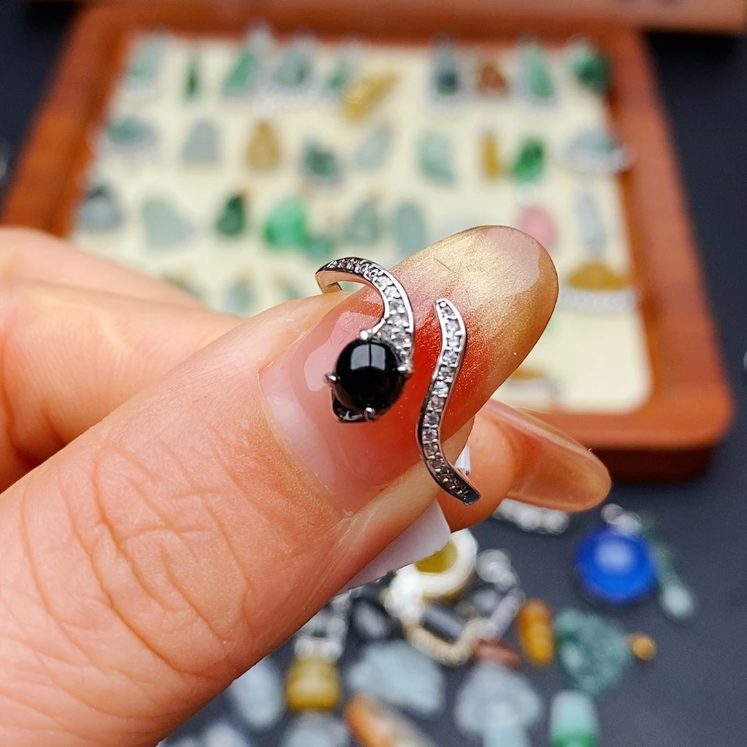 银S925镶嵌戒指翡翠