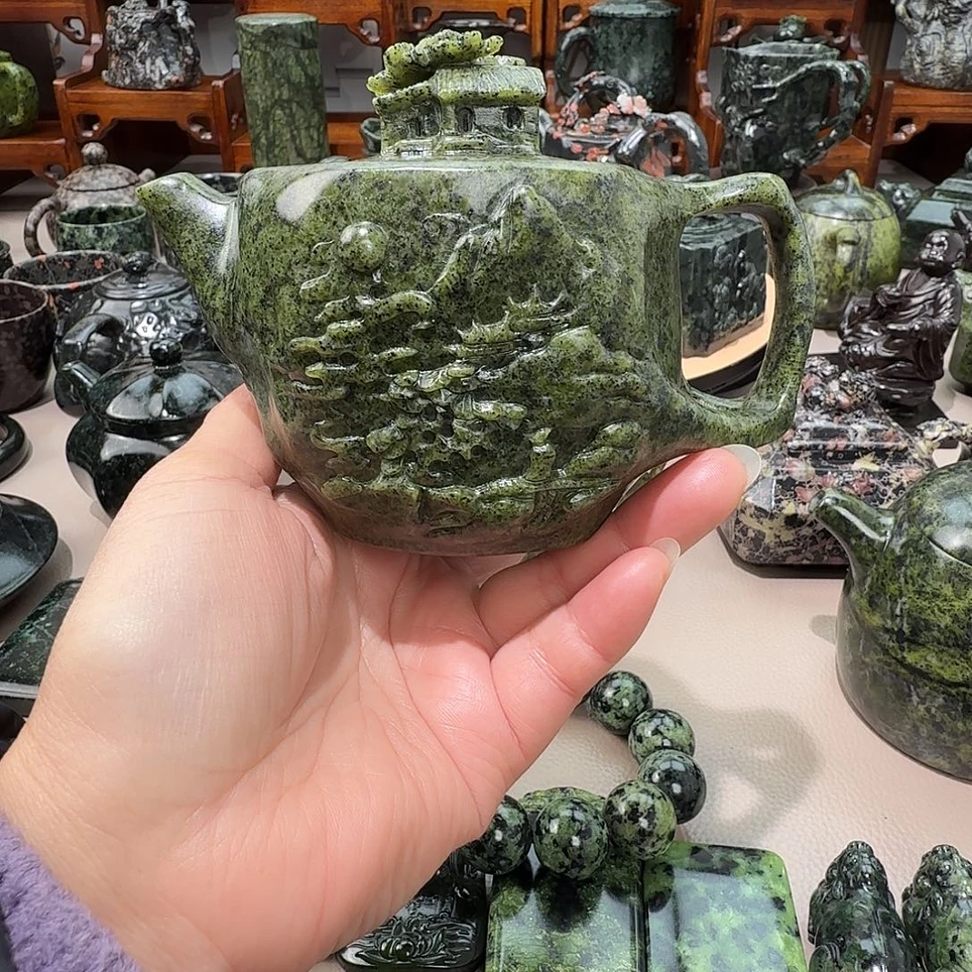 吴***师蛇纹石玉未镶嵌藏玉药王石精美手串卡10