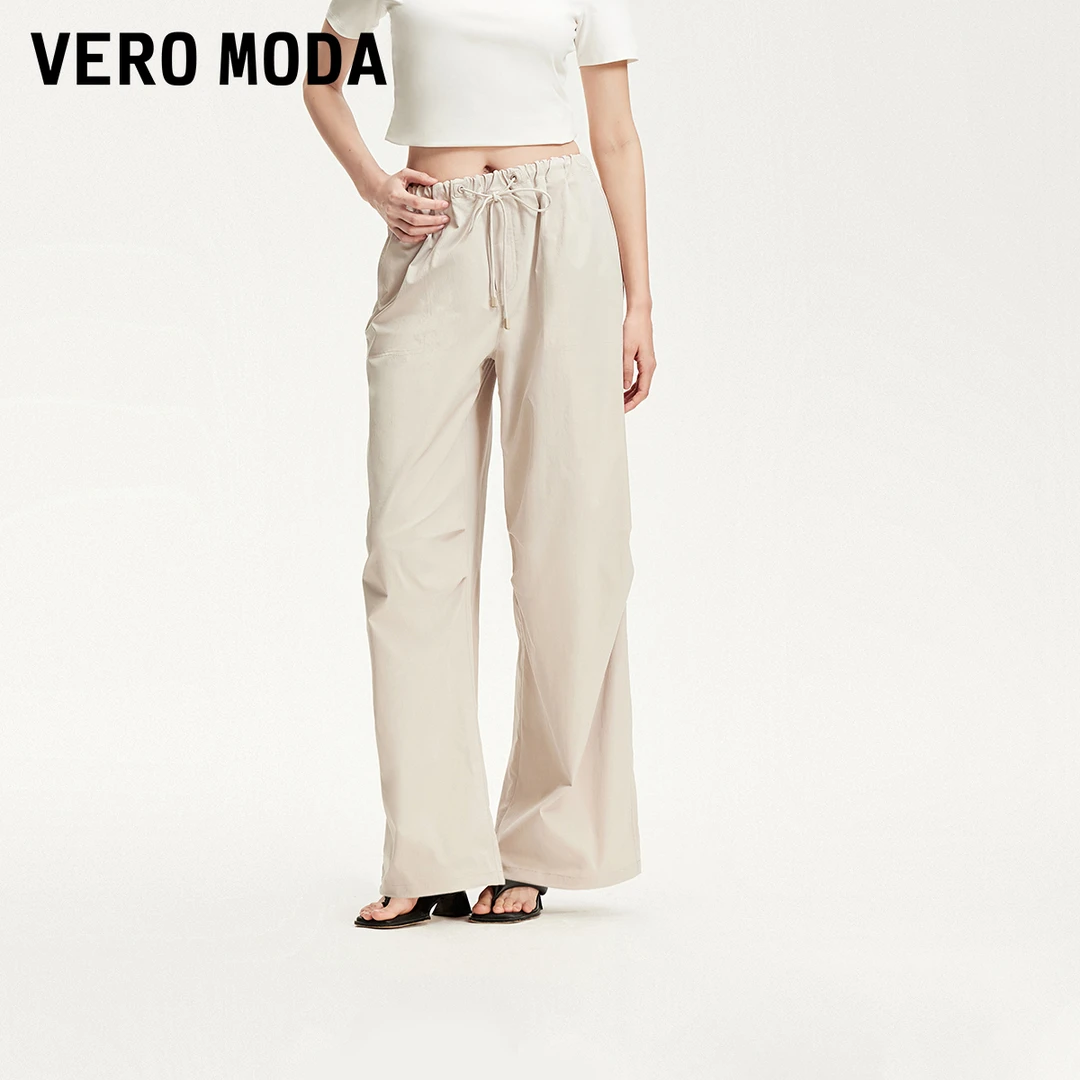 Vero Moda休闲裤2025夏日穿搭抽绳松紧腰头宽松阔腿裤3253PL002