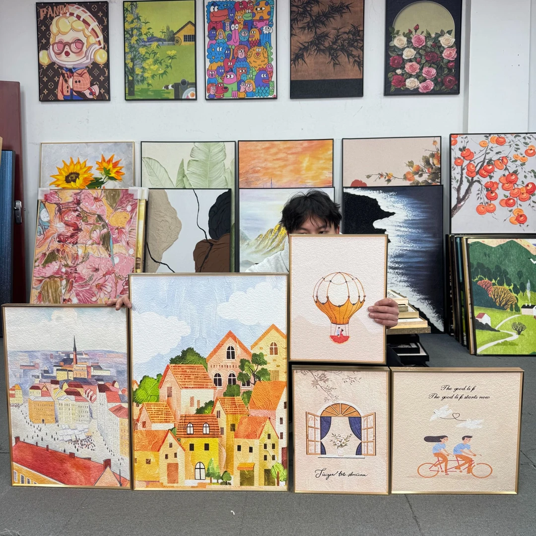 现代法式多巴胺组合客厅装饰画气球挂画沙发背景墙壁画500