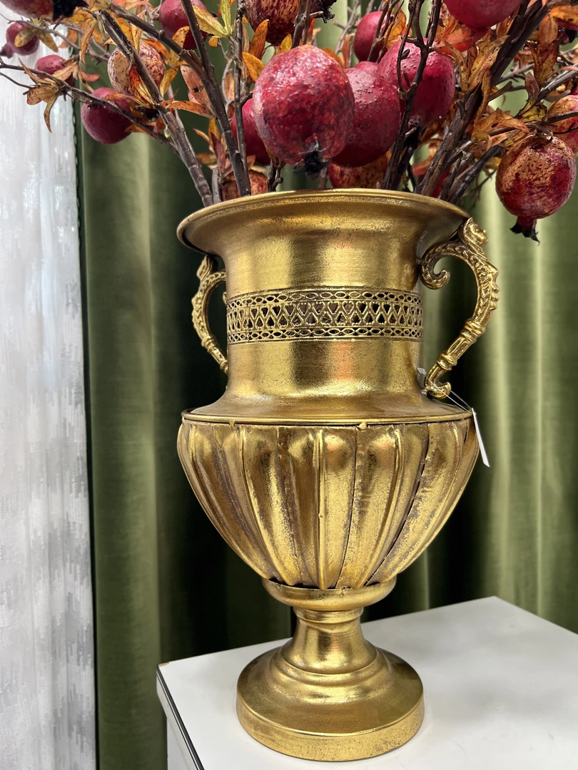 【新疆包邮】经典艺术花瓶精品古典金色铁艺插花器咖啡厅客厅摆件