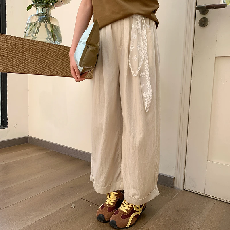 西西家女童2025夏季新款潮流百搭阔腿裤儿童休闲直筒裤266116