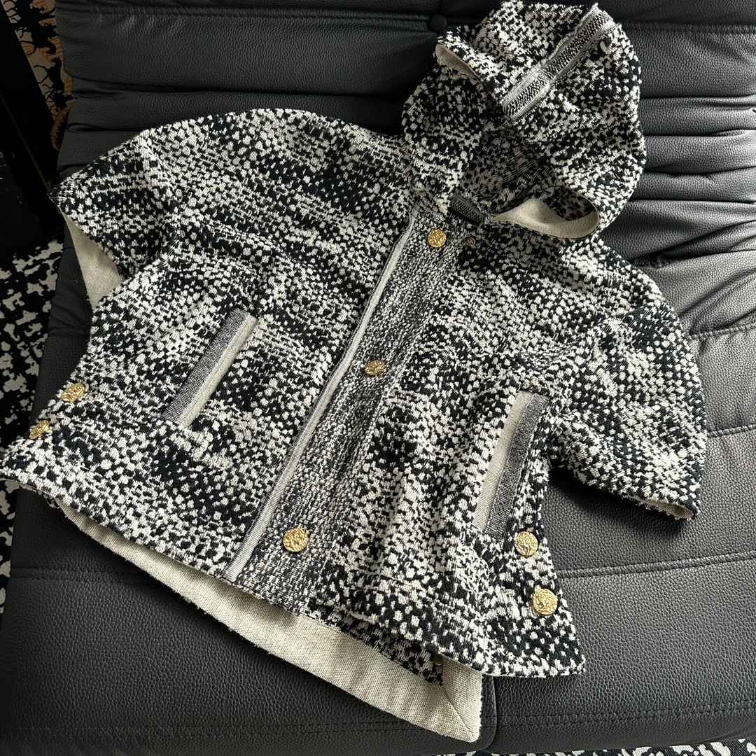 99新 Chanel/香奈儿 Chanel海军风黑白拼接格纹套装 34码