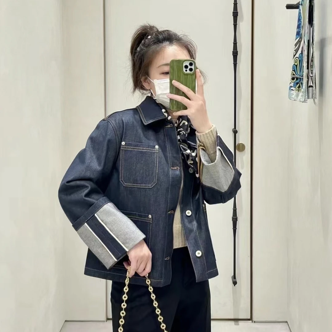 99新 LOEWE/罗意威 2cc363/单宁时尚牛仔外套 牛仔布 38码