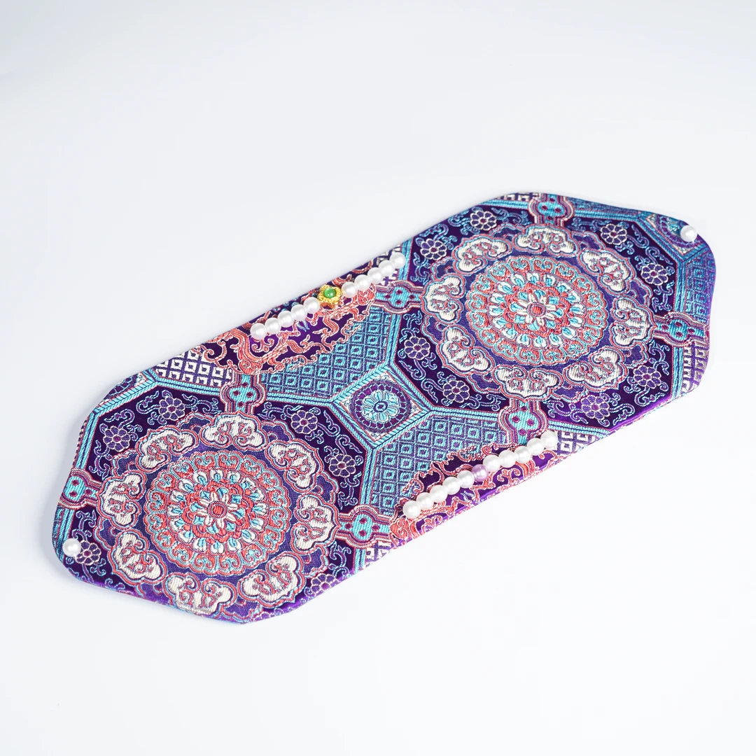 伴斤好物  紫色团花宝相小茶席  家用简约中式大号便携银DWC1577