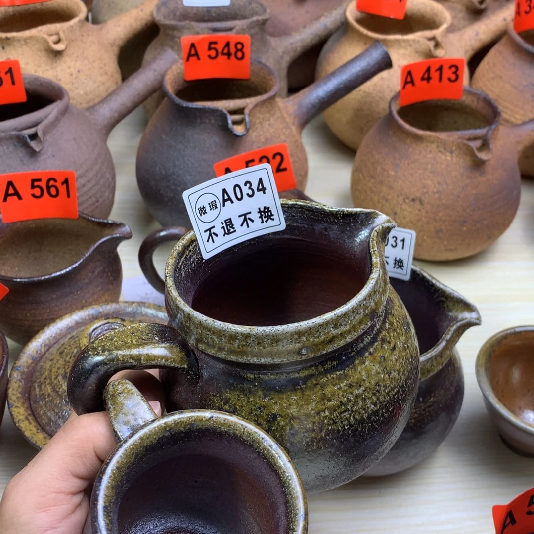 柴烧粗陶公道杯小客杯一物一拍