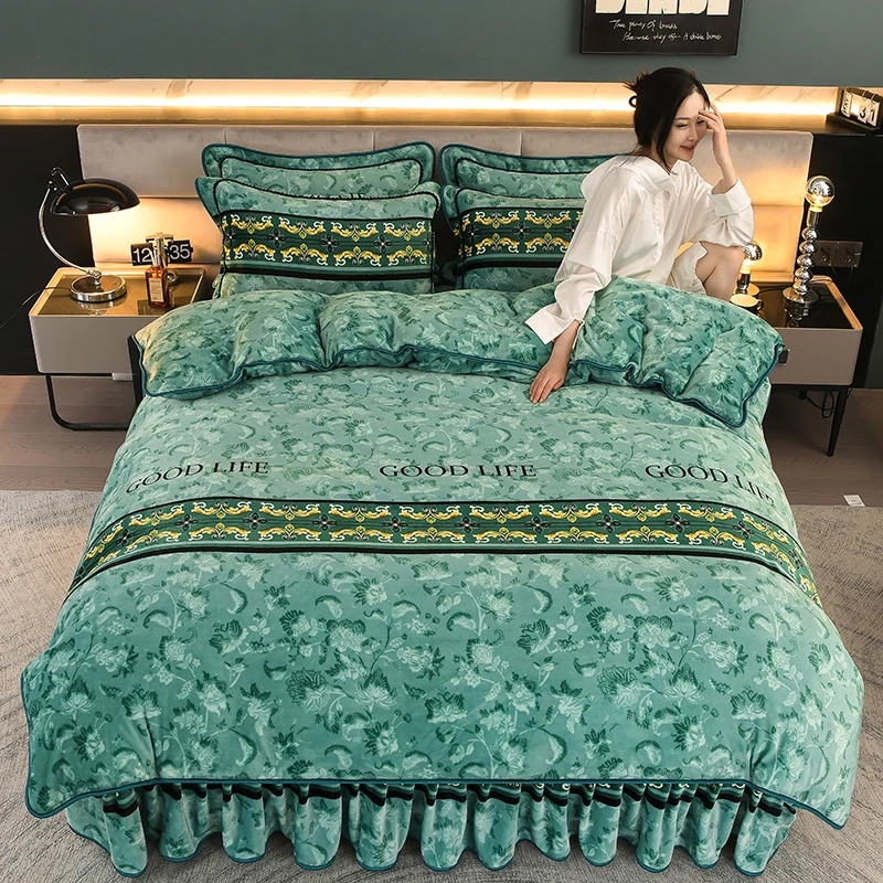 【升级款8-9斤】秋冬加厚加密牛奶绒四件套高克重保暖加绒床上用品