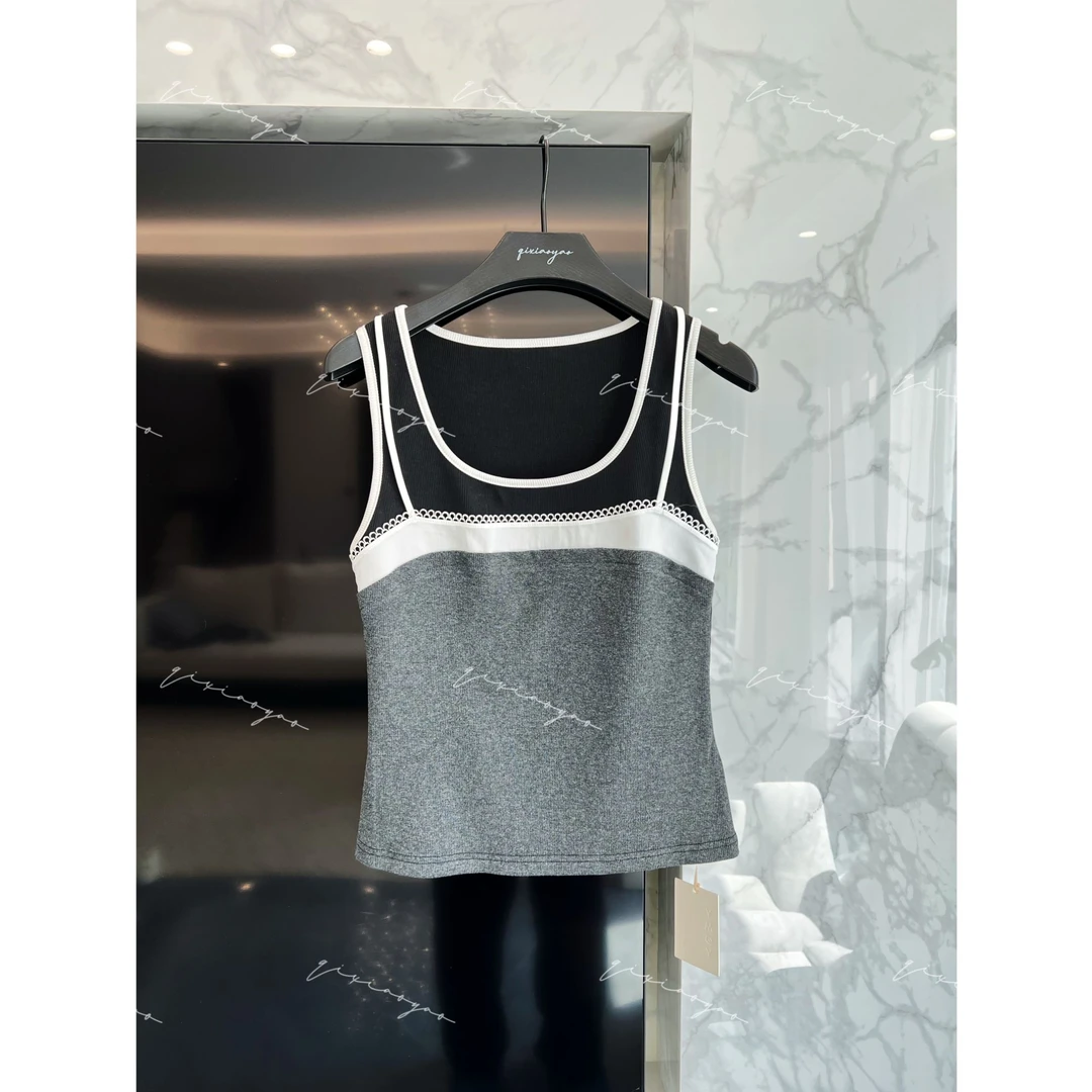 2025春季新款通勤吊带背心时尚百搭打底无袖拼接#YTXY61099
