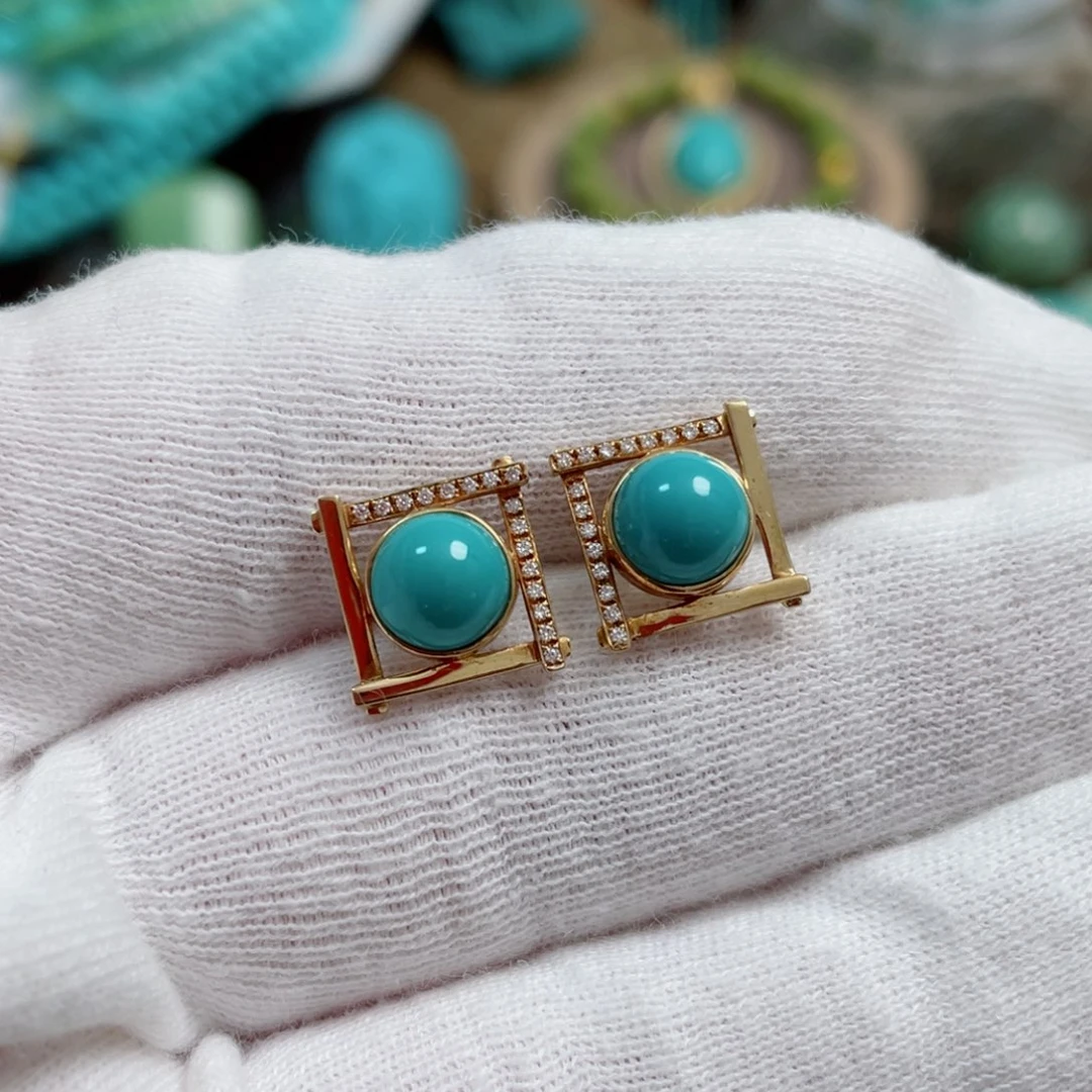 绿松石珠宝奇石18K金镶嵌