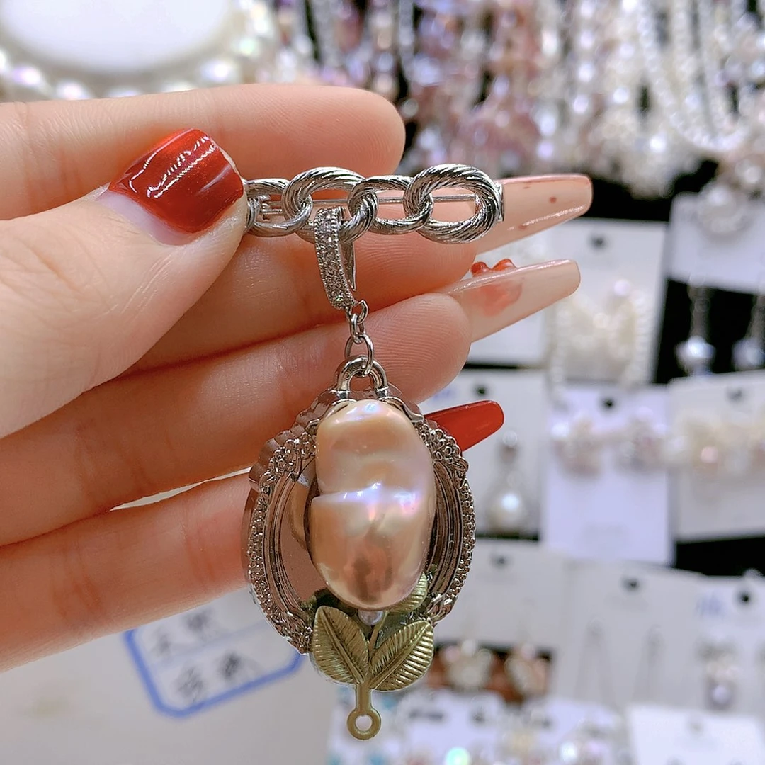 银S925镶嵌耳饰淡水珍珠