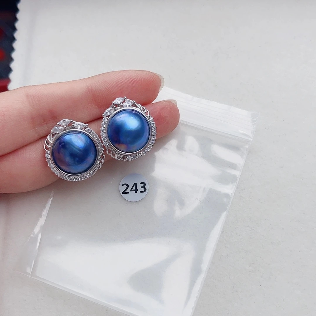 耳饰银S925镶嵌拼合珍珠（马贝珠）