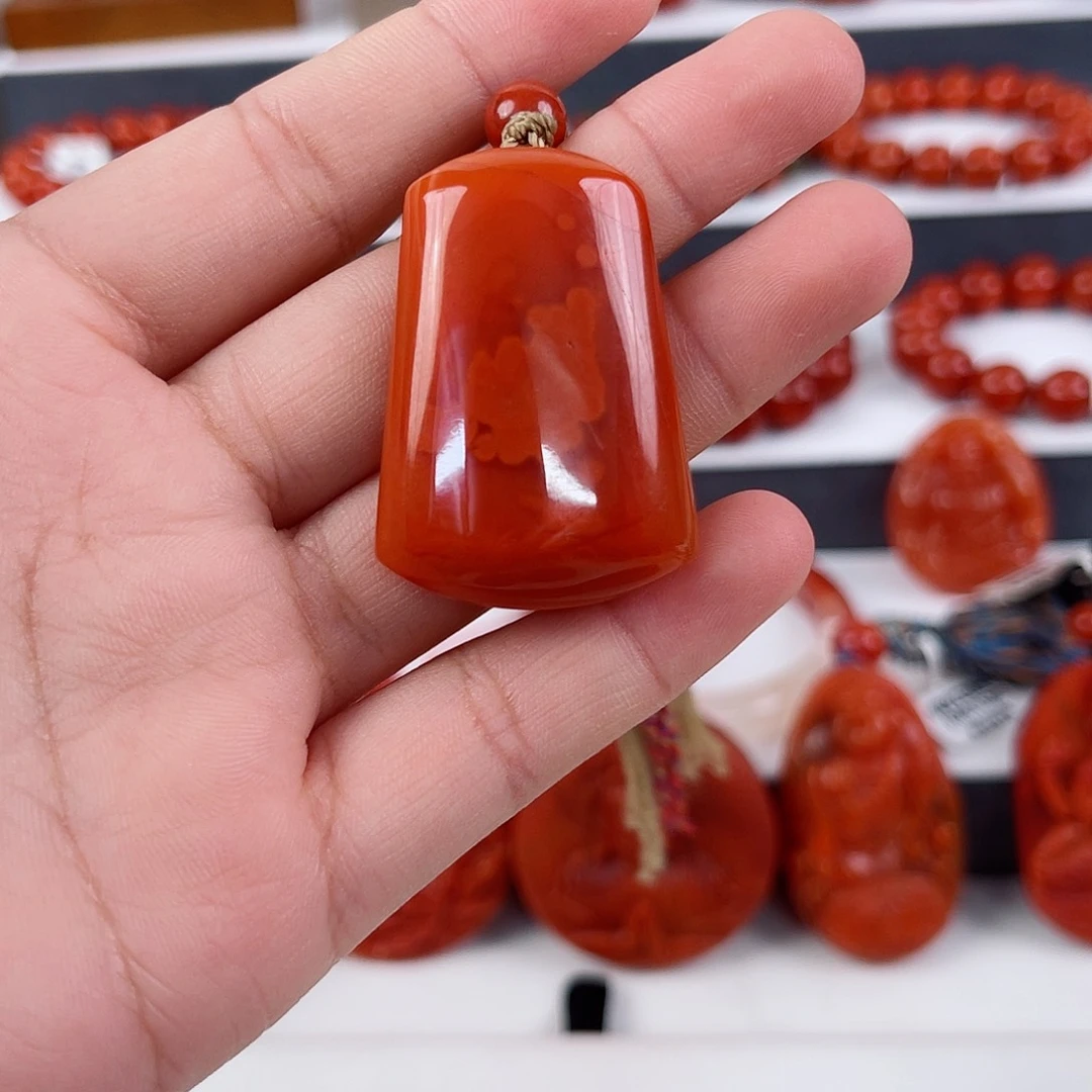 手链未镶嵌南红玛瑙瓦西柿子红无事牌吊坠