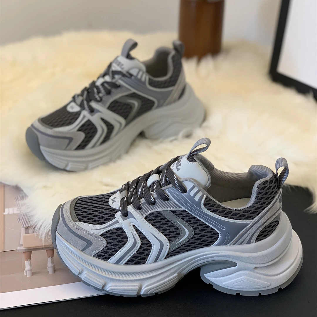 新款厚底炸街港风时尚休闲鞋女2025秋季显脚小增高6cm百搭老爹鞋