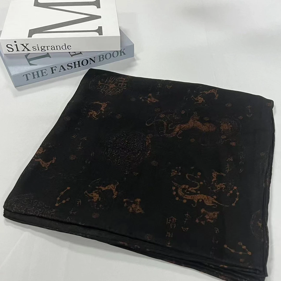 140香云纱方巾-福泽龙纹