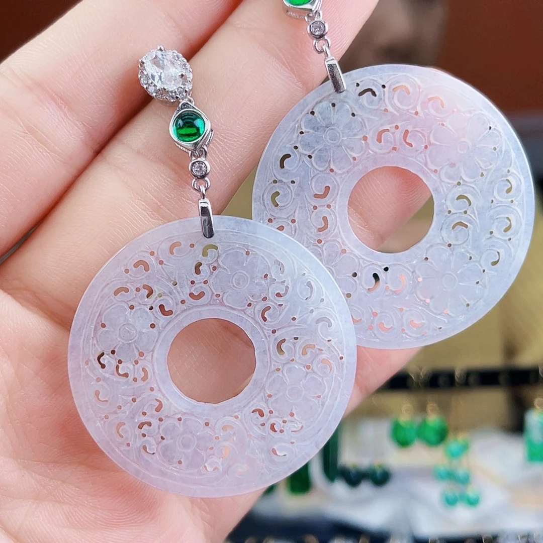 翡翠银S925镶嵌耳饰