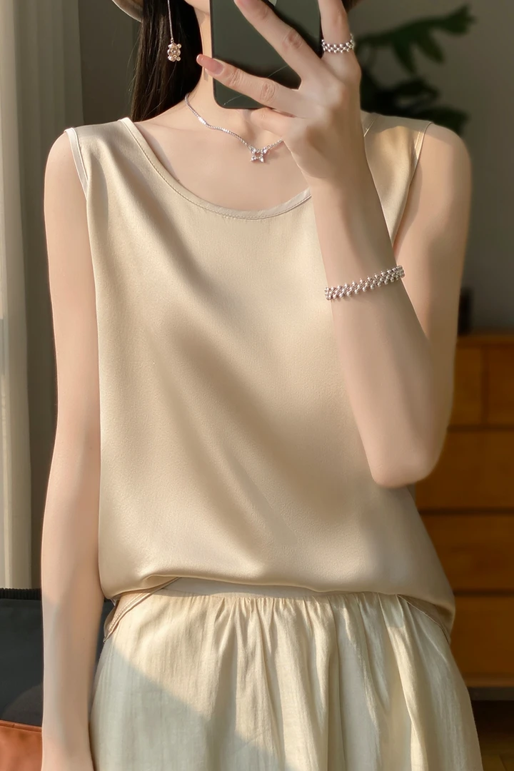 缎面丝缎吊带背心显瘦白色百搭打底性感夏季外穿无袖时尚黑色小众