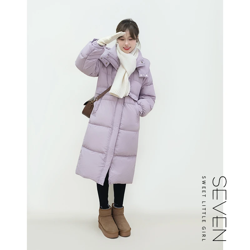 62③七七146小个子90白鸭绒时髦羽绒服女士冬季中长款外套小美说